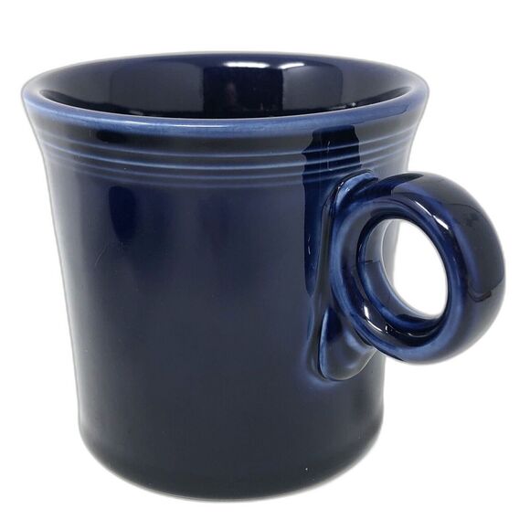 Fiesta Ware Cobalt Blue O Ring Handle Coffee Mug HLC USA Homer Laughlin Set Of 3 - Picture 3 of 12